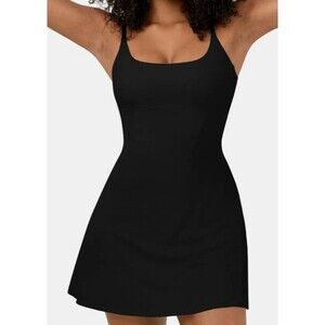 NWT Flattering Halara Cloudful Black Sleeveless Corset Active Mini Dress